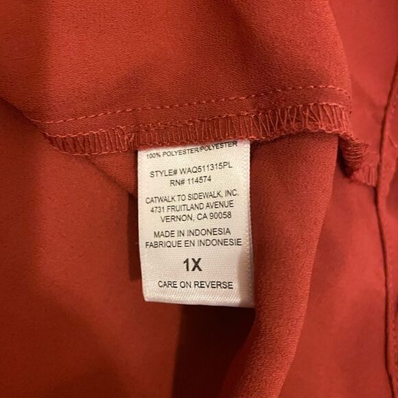 PLEIONE Plus Size V Neck Pocket Hem Long Sleeve Blouse Size 1X - Picture 5 of 9